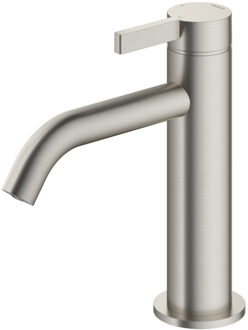 Hotbath Ace Wastafelmengkraan - laag - opbouw - zonder waste - Geborsteld Nikkel AC003GN Nikkel geborsteld (RVS)