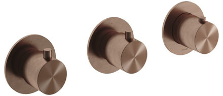 Hotbath Afbouwdeel Archie Inbouw Douche Thermostaat 2 Stopkranen Horizontaal en Verticaal Geborsteld Koper PVD