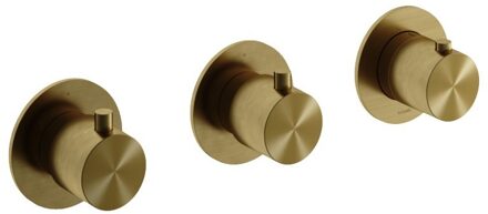 Hotbath Afbouwdeel Archie Inbouw Douche Thermostaat 2 Stopkranen Horizontaal en Verticaal Geborsteld Messing PVD