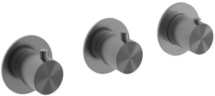 Hotbath Afbouwdeel Hotbath Archie Inbouw Douche Thermostaat 2 Stopkranen Horizontaal en Verticaal Geborsteld Gunmetal PVD