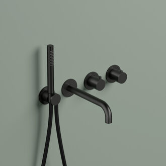 Hotbath Afbouwdeel -Inbouw Bad thermostaat Ace Met 2-Weg Stop-Omstel Met Uitloop Handdouche/ Doucheslang Geborsteld Zwart PVD