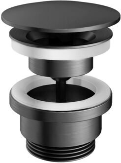Hotbath Afvoerplug Hotbath Gal Always-Open met Schroef Rond Geborsteld Gunmetal PVD
