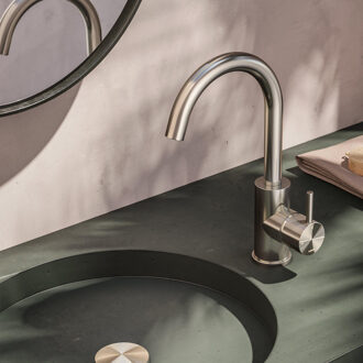 Hotbath Archie AR004IX - wastafelmengkraan met draaibare uitloop - uitloop zonder waste RVS - Mat