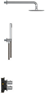 Hotbath Archie IBS30A Doucheset inbouw - ronde hoofddouche - 2 functies - 20cm hoofddouche - staafhanddouche - RVS IBS30AIX5 RVS 316