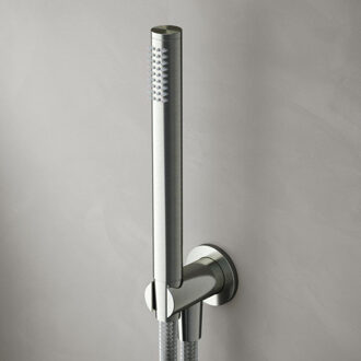 Hotbath Archie staafhanddouche met wandsteun en uitlaat - met versterkte doucheslang 1,5 m - RVS 316 - AR440IX