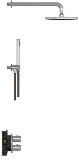 Hotbath Archie thermostatische douche-inbouwset met 2-weg-stop-omstel en 30 cm hoofddouche -RVS- IBS30AIX4