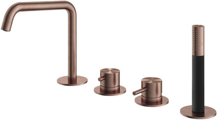 Hotbath Badrandkraan Hotbath Archie 1-Hendel Mengkraan Met Uitloop en 2-Weg Omstel Geborsteld Koper PVD