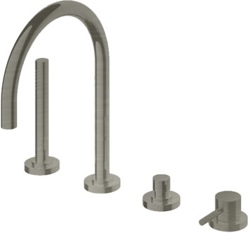 Hotbath Badrandkraan Hotbath Buddy 1-hendel Mengkraan Compleet 4-gats Geborsteld Nikkel