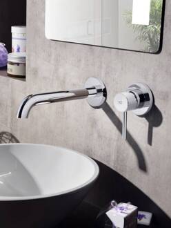 Hotbath Buddy 005J CR  wastafelmengkraan gebogen uitloop 2 rozetten chroom, B005JCR