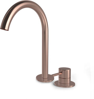 Hotbath Buddy 2-gats hoge wastafelkraan geborsteld koper PVD