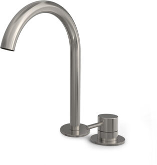 Hotbath Buddy 2-gats hoge wastafelkraan geborsteld nikkel