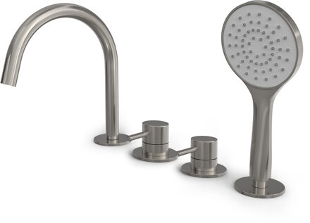 Hotbath Buddy badrandkraan met uitloop geborsteld nikkel