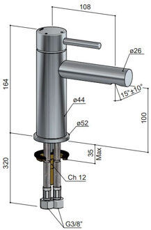 Hotbath Buddy wastafelkraan geborsteld koper PVD