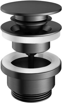 Hotbath Clickwaste Hotbath Gal Afvoerplug met Schroef Rond Geborsteld Gunmetal PVD