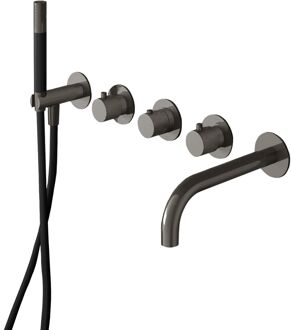 Hotbath Cobber afbouwdeel inbouw bad thermostaat met 2 stopkranen met uitloop verouderd ijzer CB7072EXTAI Verouderd IJzer mat/glans