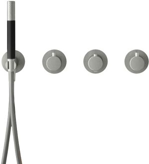 Hotbath Cobber afbouwdeel inbouw badendouche thermostaat met 2 stopkranen zonder uitloop geborsteld nikkel CB7071EXTGN Nikkel geborsteld (RVS)