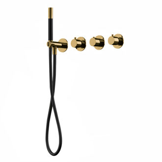 Hotbath Cobber afbouwdeel inbouw badendouche thermostaat met 2 stopkranen zonder uitloop gepolijst messing CB7071EXTNB Messing gepolijst (goud)