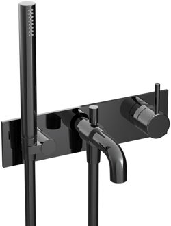 Hotbath COBBER Afbouwdeel - Inbouw douche/badmengkraan. Gepolijst zwart PVD CB126EXTPBP Zwart gepolijst