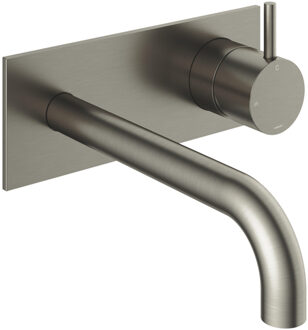 Hotbath Cobber afbouwdeel inbouw wastafelmengkraan met achterplaat en 18 cm uitloop geborsteld nikkel CB006EXT18GN Nikkel geborsteld