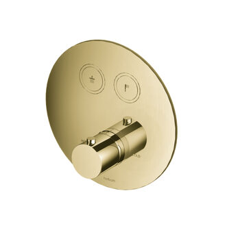 Hotbath Cobber afbouwdeel inbouwthermostaat met 2 pushbuttons gepolijst messing PVD PB009EXTNBP