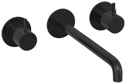 Hotbath COBBER Afbouwdeel tbv Inbouw wastafelkraan 25cm uitloop MBP Geborsteld zwart PVD CB105TEXT25MBP Zwart geborsteld