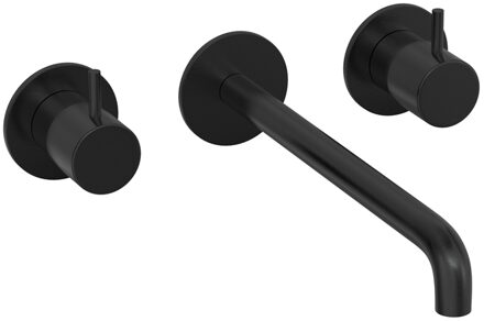 Hotbath COBBER Afbouwdeel tbv Inbouw wastafelkraan 25cm uitloop MBP Geborsteld Zwart PVD (CB105TEXT25MBP)