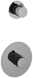 Hotbath Cobber Afbouwdeel Thermostaat met 1 stopkraan Zwart Chroom CB012