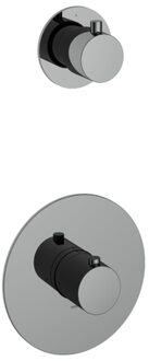 Hotbath Cobber Afbouwdeel Thermostaat met 1 stopkraan Zwart Chroom CB012
