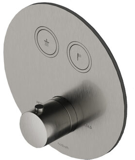Hotbath Cobber Afbouwdeel thermostaat Rond met 2 push buttons Geborsteld Nikkel PB009
