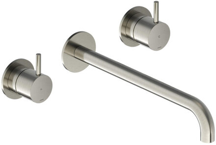 Hotbath Cobber afbouwdeel wastafelmengkraan en 25 cm uitloop geborsteld nikkel CB005TEXT25GN Nikkel geborsteld