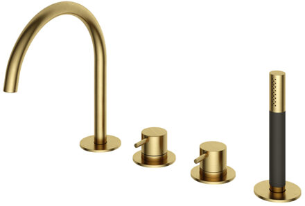 Hotbath Cobber Badkraan - badrand - draaibare mengkraan -2 functies - omstel - geborsteld messing PVD CB073BBP Messing geborsteld (goud)