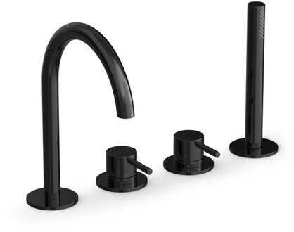 Hotbath COBBER Badrandcombinatie één hendel mengkraan m Gepolijst zwart PVD CB073PBP Zwart gepolijst