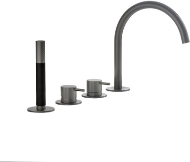 Hotbath Cobber Badrandcombinatie met draaibare mengkraan 2 functies omstel en handdouche Verouderd ijzer CB073AI Verouderd IJzer mat/glans