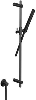 Hotbath COBBER Doucheset glijstang 90cm wandaansluitbocht doucheslang 150cm handdouche Gepolijst zwart PVD M307PBP Zwart gepolijst