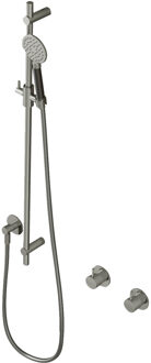 Hotbath Cobber glijstang 90cm met wandaansluitbocht 150cm doucheslang en ronde handdouche nikkel geborsteld M308GN Nikkel geborsteld (RVS)