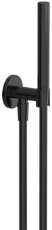 Hotbath COBBER Handdouche met wandsteun + uitlaat en doucheslang 1,5 mtr Geborsteld Zwart PVD (M440MBP)