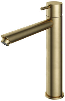 Hotbath Cobber hoge wastafelmengkraan met rechte uitloop zonder waste geborsteld messing CB003HSBB Messing geborsteld (goud)