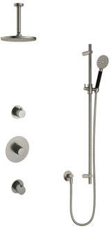 Hotbath Cobber IBS20 Regendoucheset inbouw - 15cm plafondarm - 20cm ronde hoofddouche - 3 standen handdouche - glijstang - nikkel geborsteld IBS20GN127 Nikkel geborsteld (RVS)