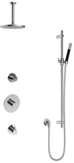 Hotbath Cobber IBS20 Regendoucheset inbouw - 15cm plafondarm - 20cm ronde hoofddouche - staafhanddouche - glijstang - chroom IBS20CR27 Chroom hoogglans