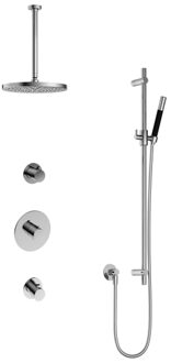 Hotbath Cobber IBS20 Regendoucheset inbouw - 30cm plafondarm - 30cm ronde hoofddouche - staafhanddouche - glijstang - chroom IBS20CR357 Chroom hoogglans