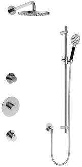 Hotbath Cobber IBS20 Regendoucheset inbouw - 35cm wandarm - 20cm ronde hoofddouche - 3 standen handdouche - glijstang - chroom IBS20CR17 Chroom hoogglans