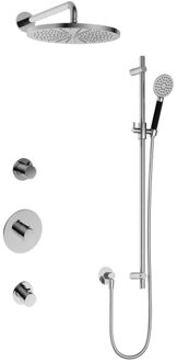 Hotbath Cobber IBS20 Regendoucheset inbouw - 35cm wandarm - 30cm ronde hoofddouche - 3 standen handdouche - glijstang - chroom IBS20CR157 Chroom hoogglans