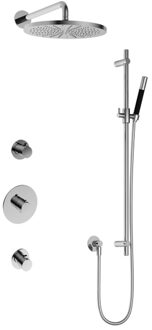 Hotbath Cobber IBS20 Regendoucheset inbouw - 35cm wandarm - 30cm ronde hoofddouche - staafhanddouche - glijstang - chroom IBS20CR57 Chroom hoogglans