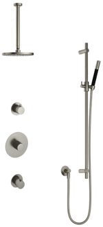 Hotbath Cobber IBS20GN inbouwdouche met 30cm plafondbuis en glijstang geborsteld nikkel