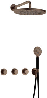 Hotbath Cobber IBS70 inbouwdouche met ronde handdouche en 30cm hoofddouche verouderd messing