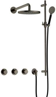 Hotbath Cobber IBS70 inbouwdouche met ronde handdouche en glijstang verouderd ijzer