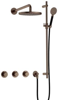 Hotbath Cobber IBS70 Regendoucheset inbouw - 38.5cm wandarm - 20cm ronde hoofddouche - 3 standen handdouche - glijstang - verouderd messing IBS70AB17 Messing verouderd