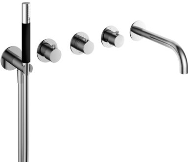 Hotbath Cobber Inbouw bad thermostaat met 2 stopkranen met uitloop chroom HBCB7072 / CB7072EXTCR