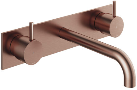 Hotbath Cobber inbouw wastafelkraan 18cm met plaat geborsteld koper PVD