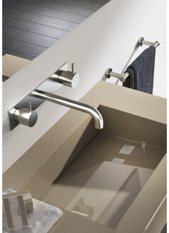 Hotbath Cobber inbouw wastafelkraan 18cm met plaat geborsteld nikkel